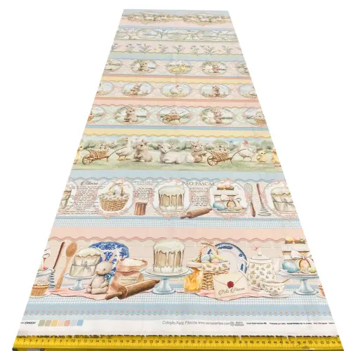 Painel Tricoline Digital Fernando Maluhy Páscoa Tons Candy Suaves 0,55 x 1,50m - Variante 1