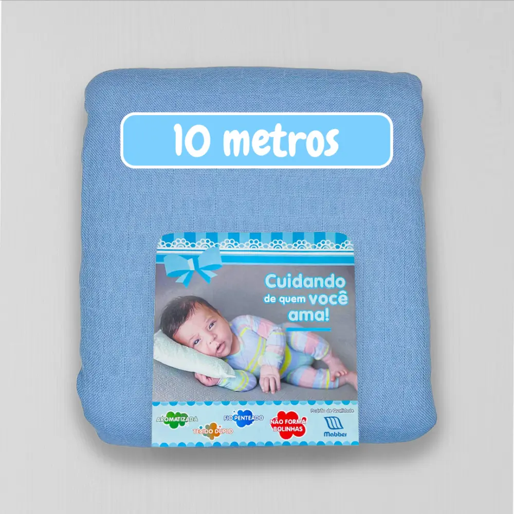 Peça de 10 Metros Fralda Mabber Quadriculada 100% Algodão 0,80m largura - Azul vintage jlm