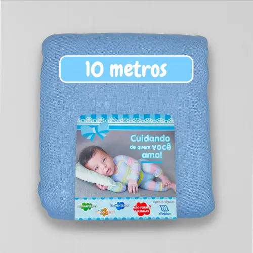Peça de 10 Metros Fralda Mabber Quadriculada 100% Algodão 0,80m largura - Azul vintage jlm