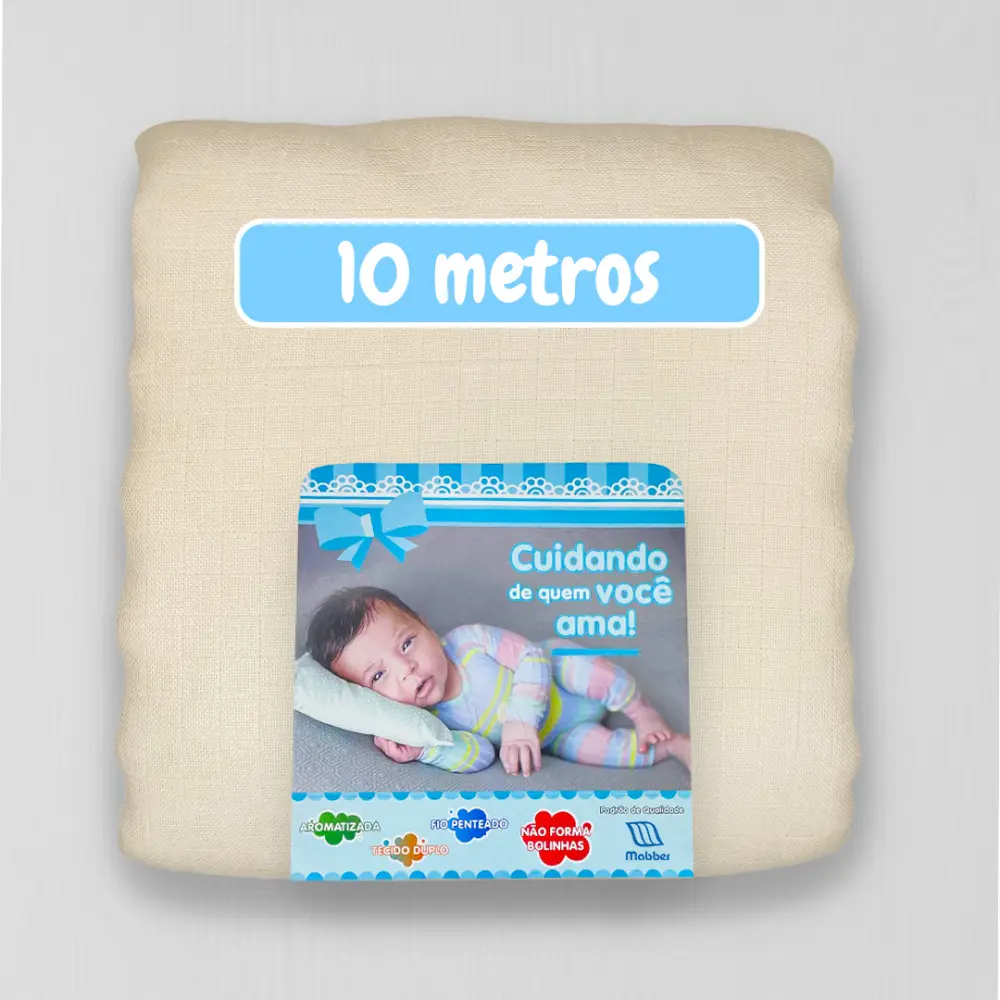 Peça de 10 Metros Fralda Mabber Quadriculada 100% Algodão 0,80m largura - Bege vintage jlm