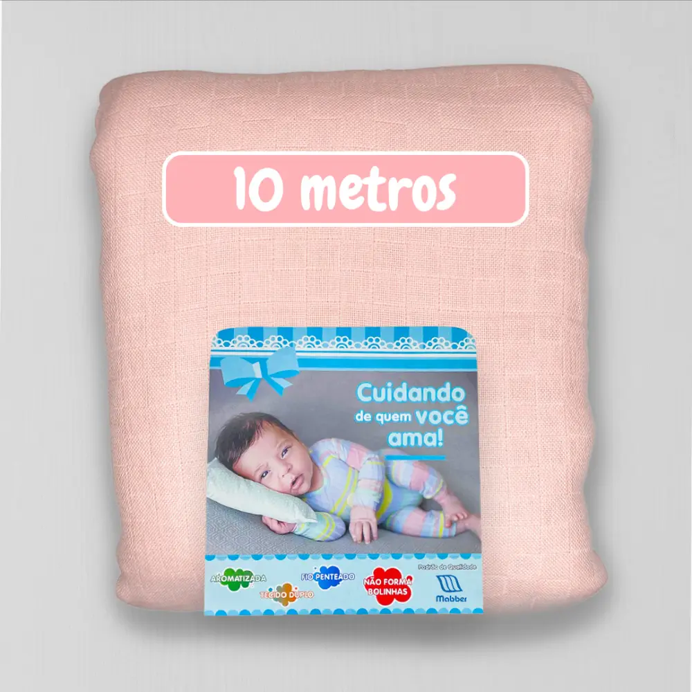 Peça de 10 Metros Fralda Mabber Quadriculada 100% Algodão 0,80m largura - Rosa vintage jlm