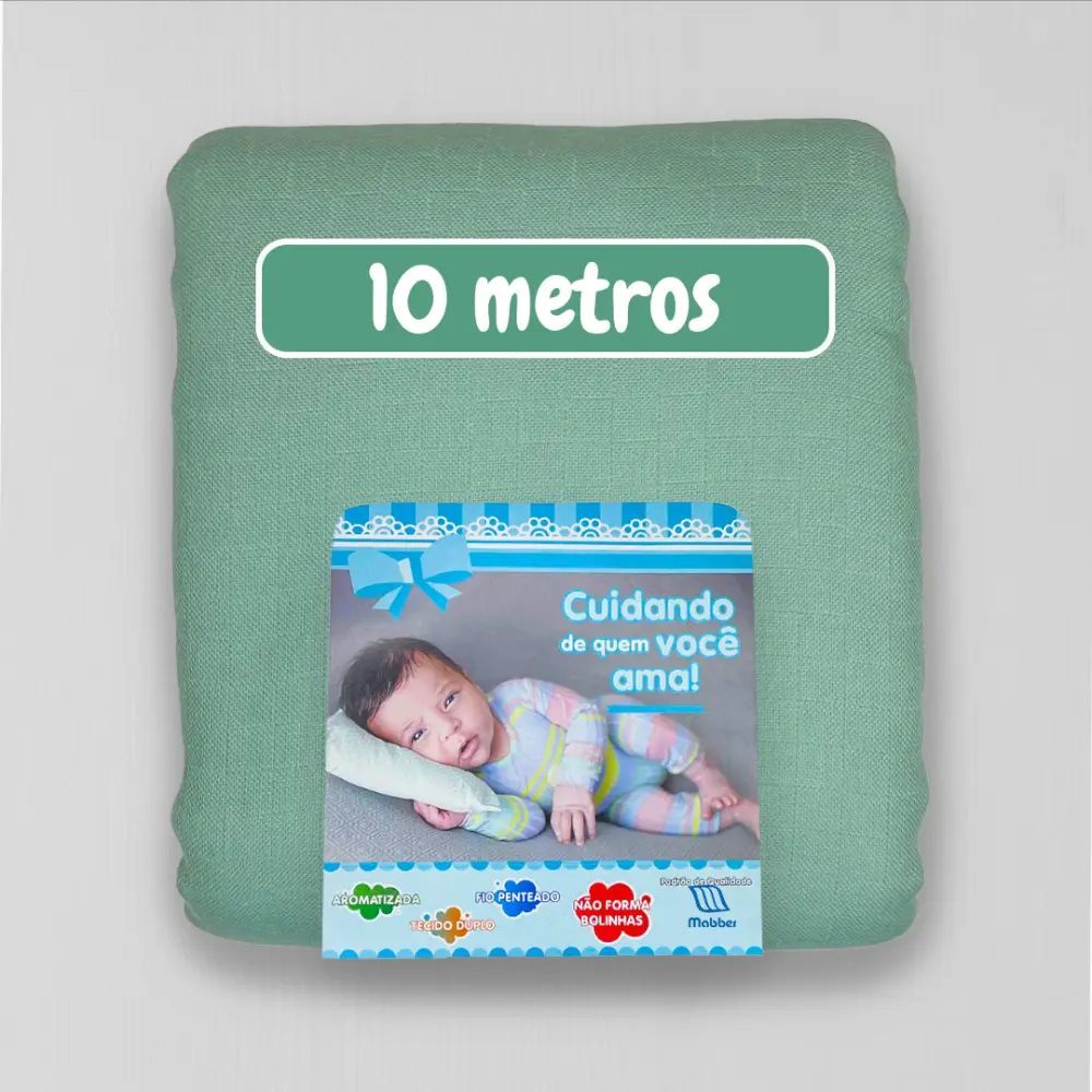 Peça de 10 Metros Fralda Mabber Quadriculada 100% Algodão 0,80m largura - Verde vintage jlm Peça de 10 Metros Fralda Mabber Quadriculada 100% Algodão 0,80m largura - Verde vintage jlm