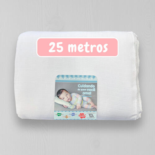 Peça de 25 Metros Fralda Mabber Quadriculada 100% Algodão 0,80m largura - Branco