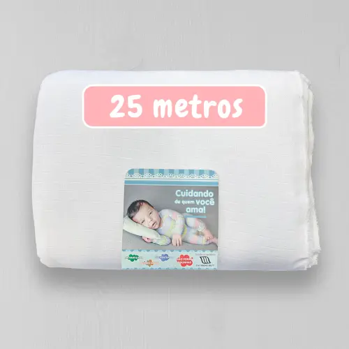 Peça de 25 Metros Fralda Mabber Quadriculada 100% Algodão 0,80m largura - Branco