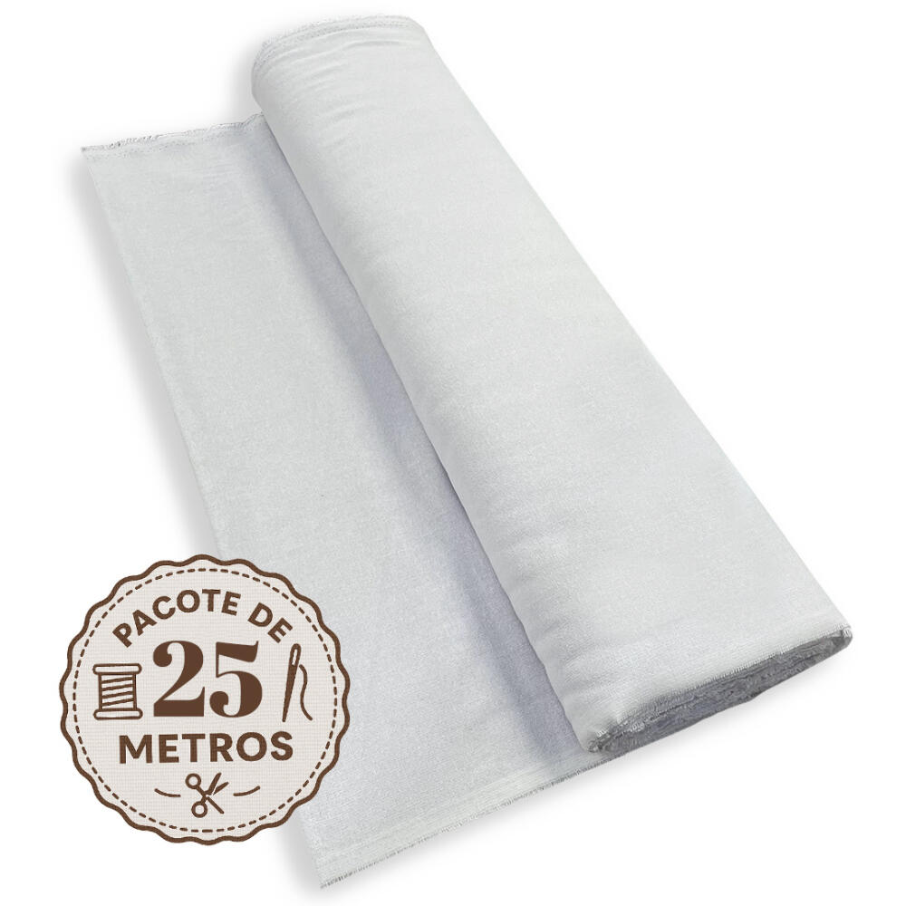 Peça de 25 Metros Tecido Pano de Prato Cores Claras 100% Algodão 0,70m largura - Branco liso