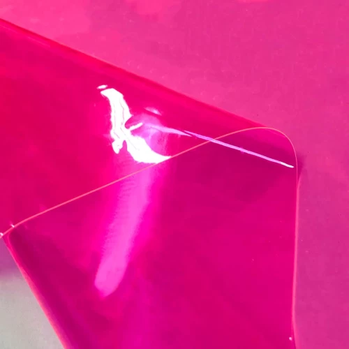 Plástico Cristal Colorido 0.40 - 100% PVC - Larg. 1,40M - Rosa neon Plástico Cristal Colorido 0.40 - 100% PVC - Larg. 1,40M - Rosa neon