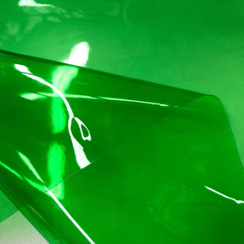Plástico Cristal Colorido 0.40 - 100% PVC - Larg. 1,40M - Verde neon Plástico Cristal Colorido 0.40 - 100% PVC - Larg. 1,40M - Verde neon