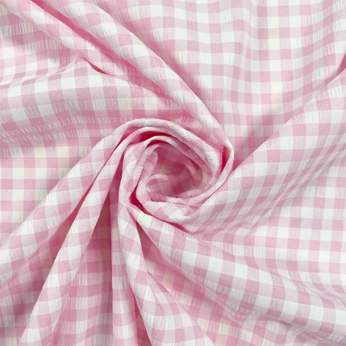 PROMOCIONAL Crepe Anarruga Xadrez 1,50 largura 100% Poliester - Rosa