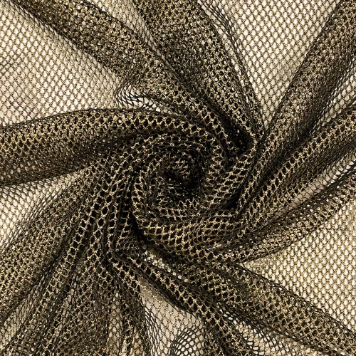 PROMOCIONAL Tela Dourada Para Vestuário 1,40m Largura - Preto