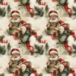 Sarja Impermeável Exclusiva Coleção Natal Papai Noel Vintage 100% Algodão 1,50m Largura - Noel