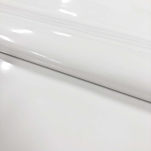Sintético Verniz Espessura 0.35mm Fundo Malha de Poliéster 1,40m Largura - Branco