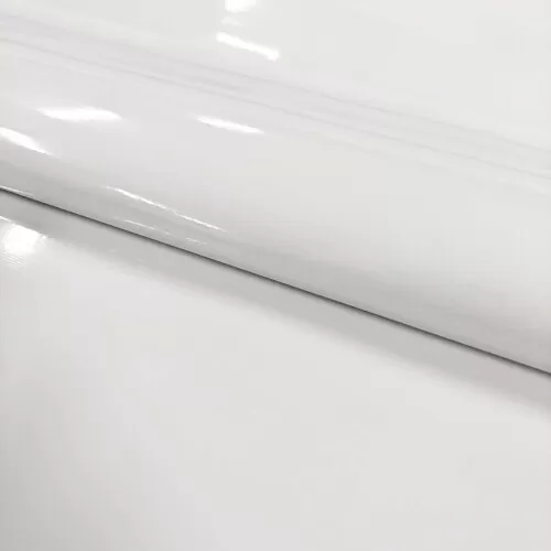 Sintético Verniz Espessura 0.35mm Fundo Malha de Poliéster 1,40m Largura - Branco Sintético Verniz Espessura 0.35mm Fundo Malha de Poliéster 1,40m Largura - Branco