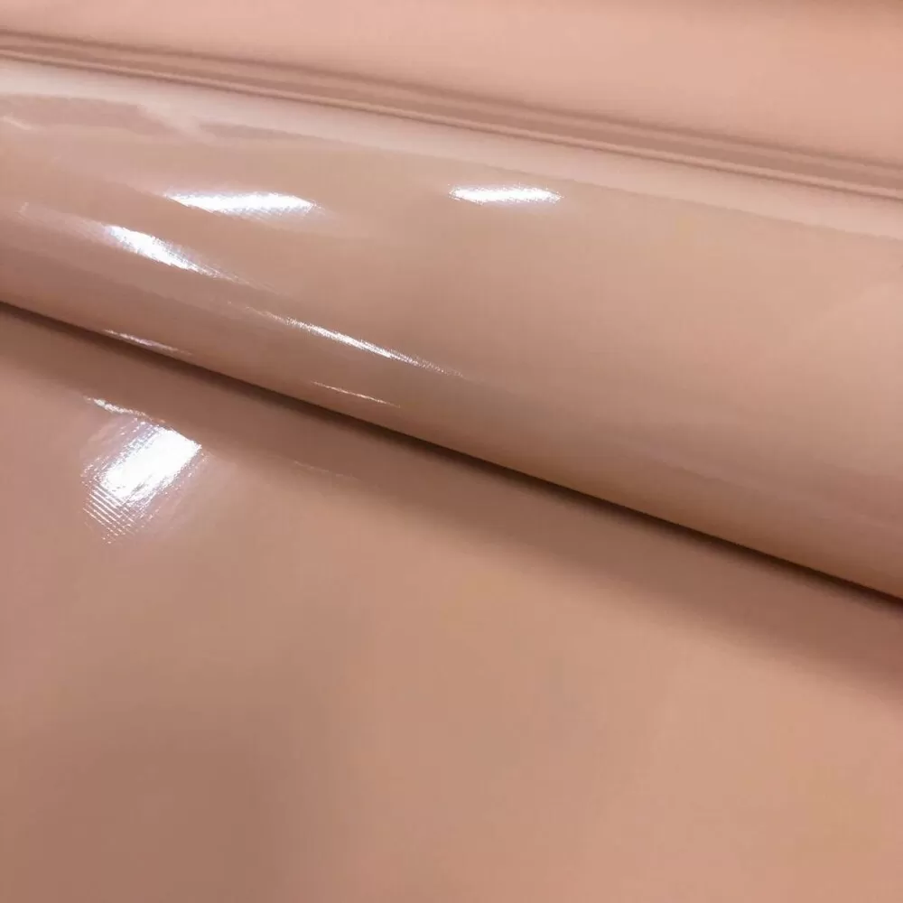 Sintético Verniz Espessura 0.35mm Fundo Malha de Poliéster 1,40m Largura - Nude Sintético Verniz Espessura 0.35mm Fundo Malha de Poliéster 1,40m Largura - Nude
