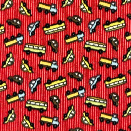 Soft Estampado - Carrinhos Bibip Fundo Vermelho - 100% Poliéster - 1,60m Largura - Variante 1