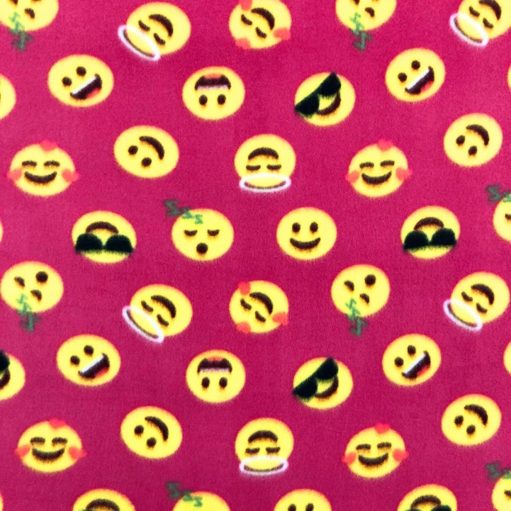Soft Estampado - Emoji Fundo Rosa - 100% Poliéster - 1,60m Largura - Variante 1 Soft Estampado - Emoji Fundo Rosa - 100% Poliéster - 1,60m Largura - Variante 1
