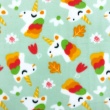 Soft Estampado - Unicórnio Fundo Menta - 100% Poliéster - 1,60m Largura - Variante 1