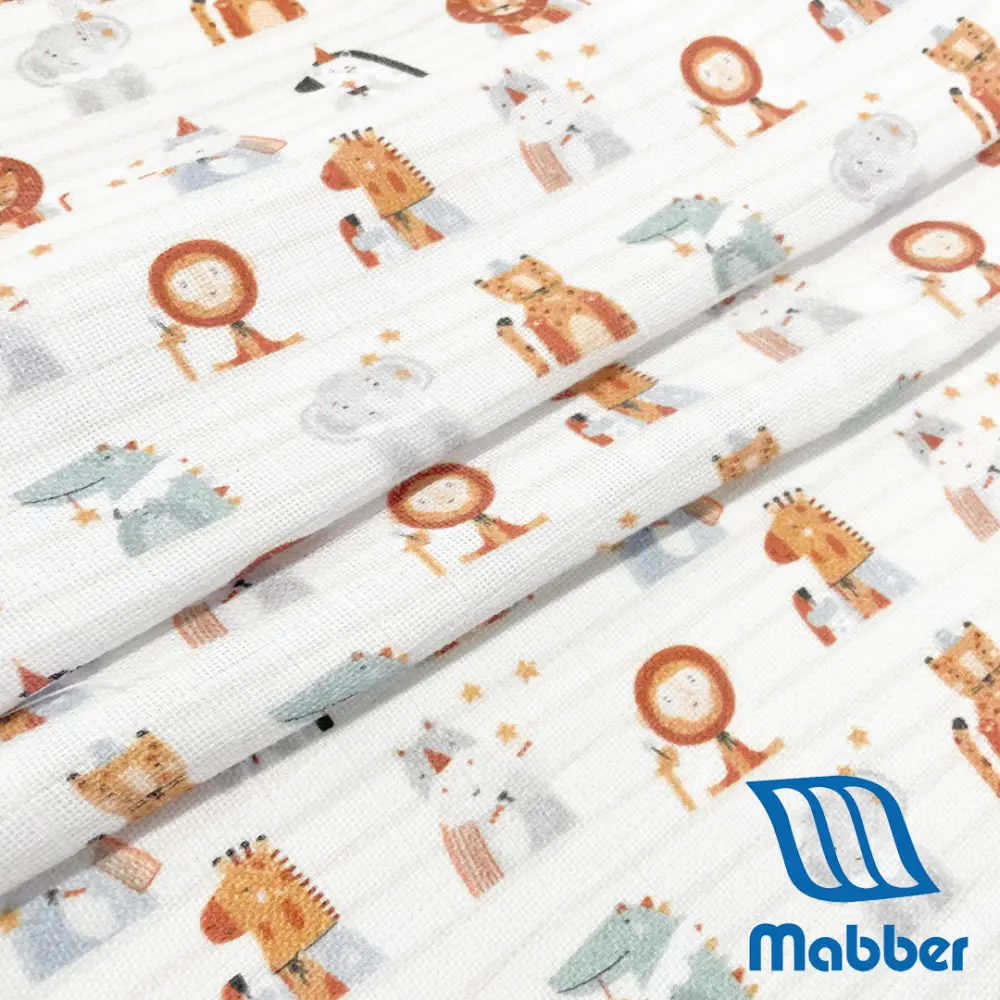 Tecido Fralda Mabber Estampada Coleção Festa nas Estrelas 100% Algodão 0,80m largura - Bichinhos
