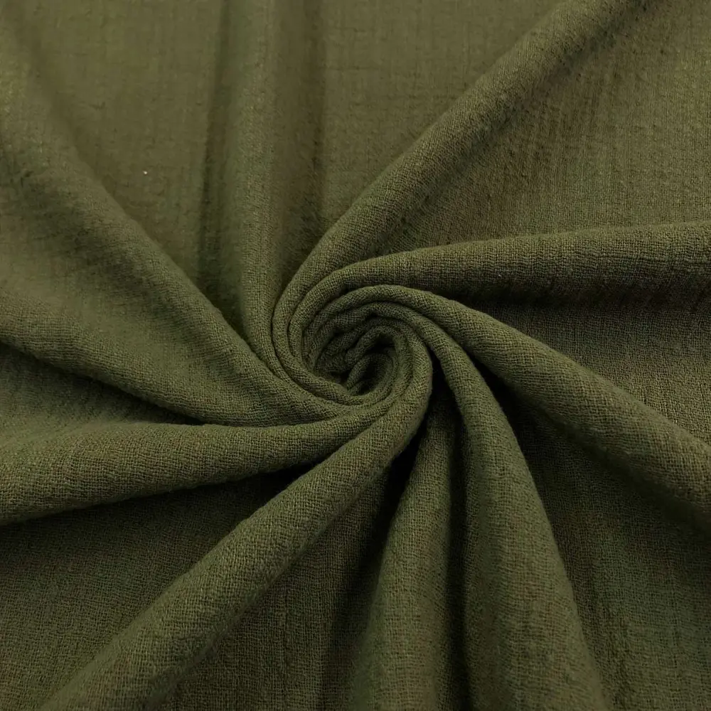 Tecido Gaze Rústica para Vestuário Ibiza 100% Algodão 1,30m Largura - Verde oliva Tecido Gaze Rústica para Vestuário Ibiza 100% Algodão 1,30m Largura - Verde oliva