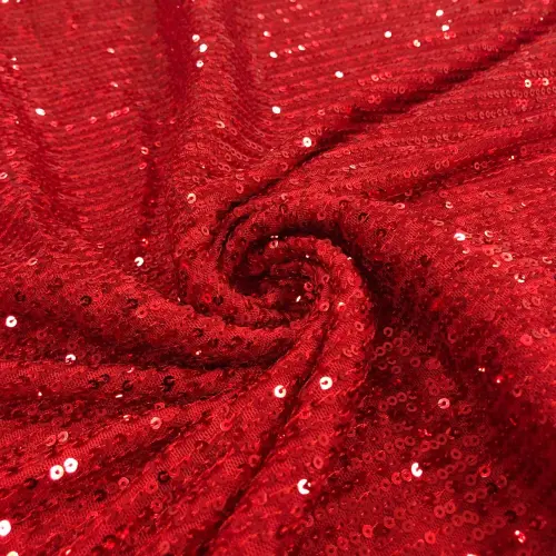 Tecido Paetê Bordado 98% Poliéster 2% Elastano 1,30m Largura - Vermelho Tecido Paetê Bordado 98% Poliéster 2% Elastano 1,30m Largura - Vermelho