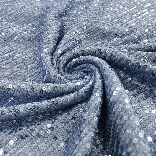 Tecido Paetê Bordado 98% Poliéster 2% Elastano 1,30m Largura - Azul bebê Tecido Paetê Bordado 98% Poliéster 2% Elastano 1,30m Largura - Azul bebê