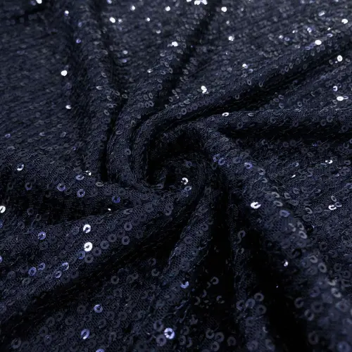 Tecido Paetê Bordado 98% Poliéster 2% Elastano 1,30m Largura - Azul marinho Tecido Paetê Bordado 98% Poliéster 2% Elastano 1,30m Largura - Azul marinho