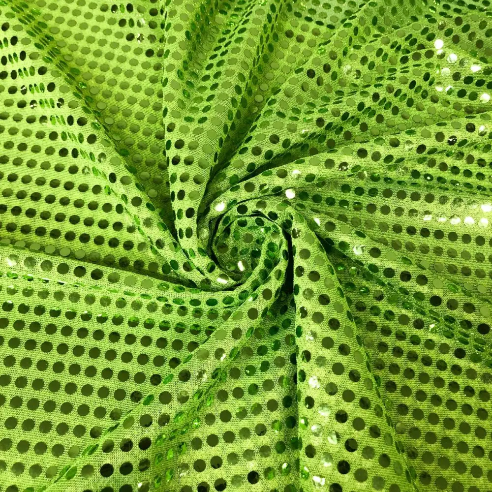 Tecido Paetê Fantasia 100% Poliéster 1,10m Largura - Verde limão Tecido Paetê Fantasia 100% Poliéster 1,10m Largura - Verde limão