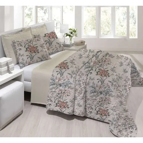 Tecido Percal 200 Fios Estampado - Flores e Folhangens - 2,50m Largura - Variante 1 Tecido Percal 200 Fios Estampado - Flores e Folhangens - 2,50m Largura - Variante 1