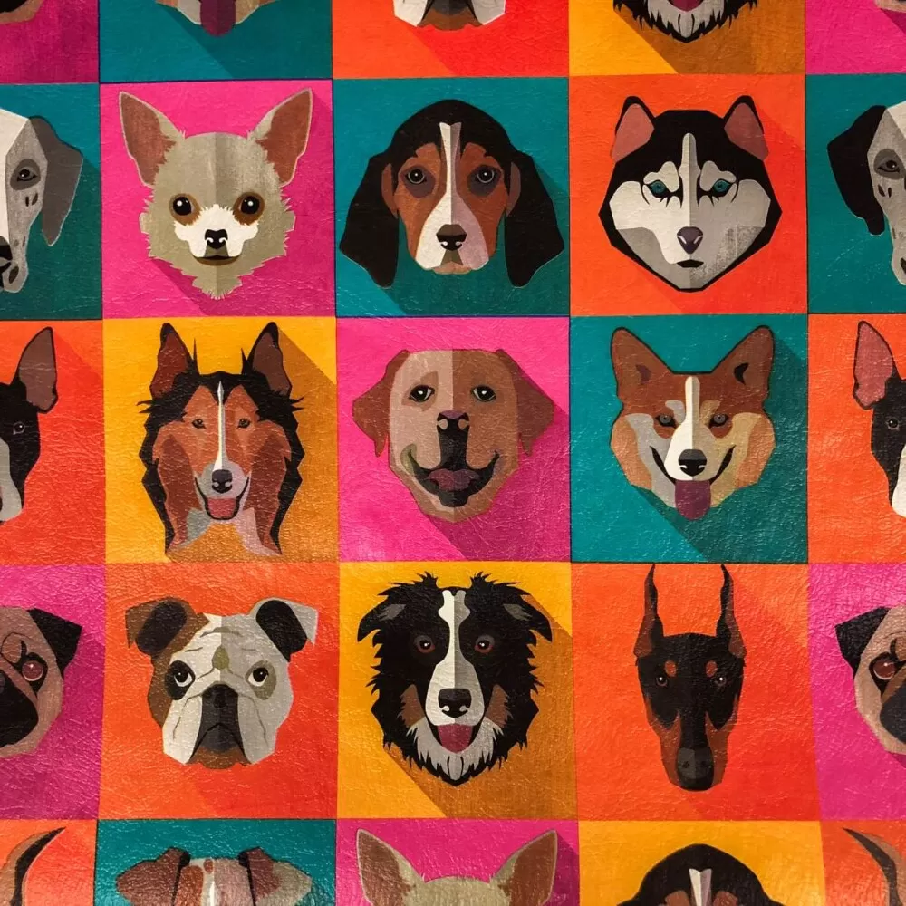 Tecido Sintético PVC Estampado Cachorrinhos 100% Poliéster 1,40m Largura - Variante 1 Tecido Sintético PVC Estampado Cachorrinhos 100% Poliéster 1,40m Largura - Variante 1