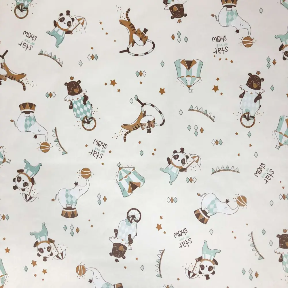 Tecido Sintético PVC Estampado Circus 100% Poliéster 1,40m Largura - Variante 1 Tecido Sintético PVC Estampado Circus 100% Poliéster 1,40m Largura - Variante 1