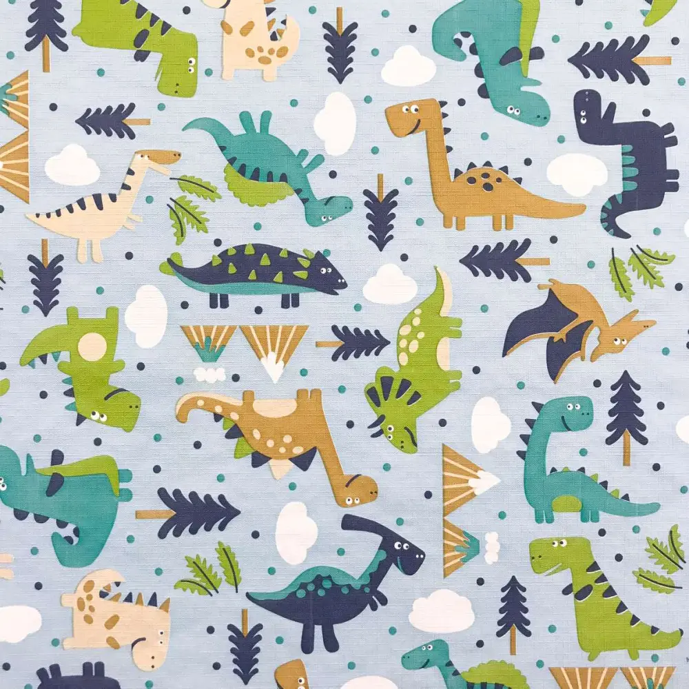 Tecido Sintético PVC Estampado Dinossauro 100% Poliéster 1,40m Largura - Cor unica Tecido Sintético PVC Estampado Dinossauro 100% Poliéster 1,40m Largura - Cor unica