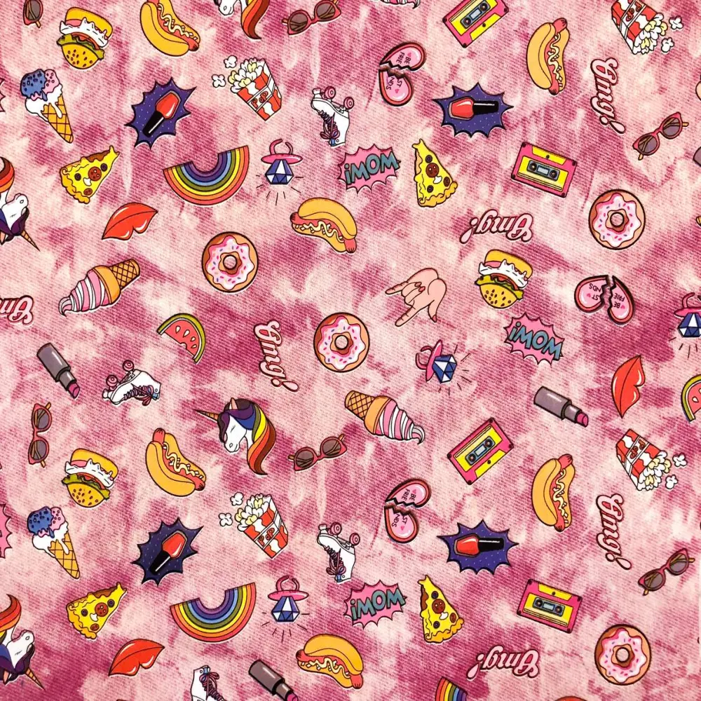 Tecido Sintético PVC Estampado Sticker Rosa 100% Poliéster 1,40m Largura - Variante 1 Tecido Sintético PVC Estampado Sticker Rosa 100% Poliéster 1,40m Largura - Variante 1