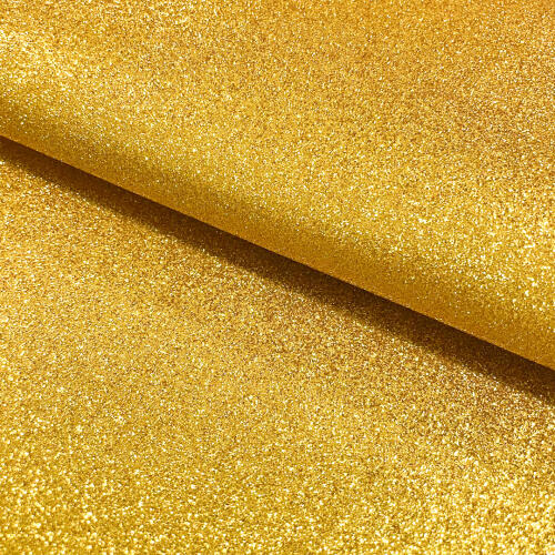 Tecido Sintético PVC Glitter 100% Poliéster 1,40m Largura - Amarelo ouro