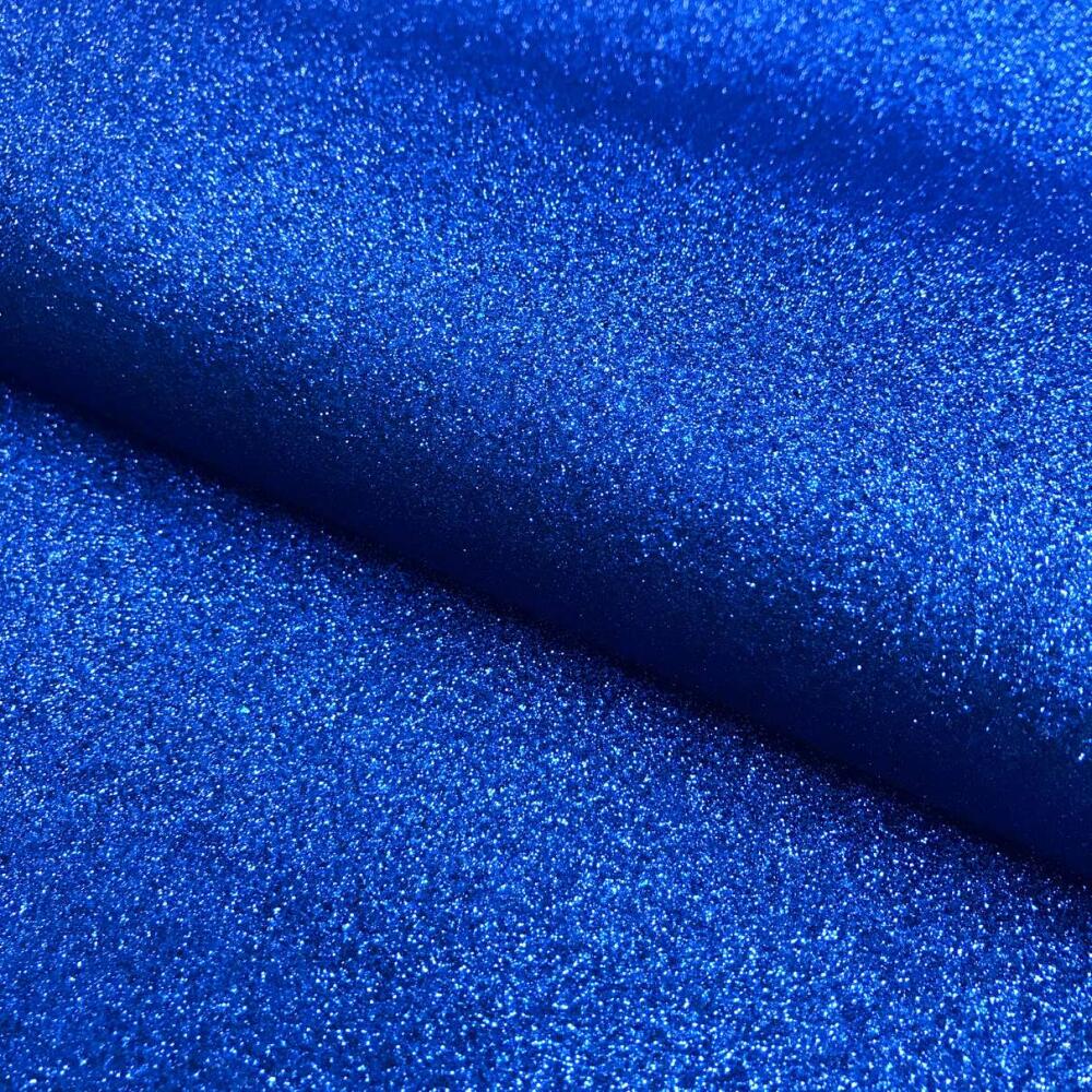 Tecido Sintético PVC Glitter 100% Poliéster 1,40m Largura - Azul royal