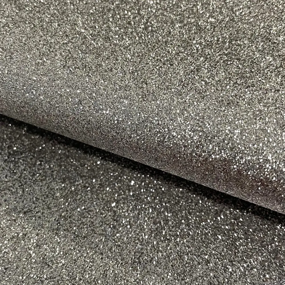 Tecido Sintético PVC Glitter 100% Poliéster 1,40m Largura - Chumbo Tecido Sintético PVC Glitter 100% Poliéster 1,40m Largura - Chumbo