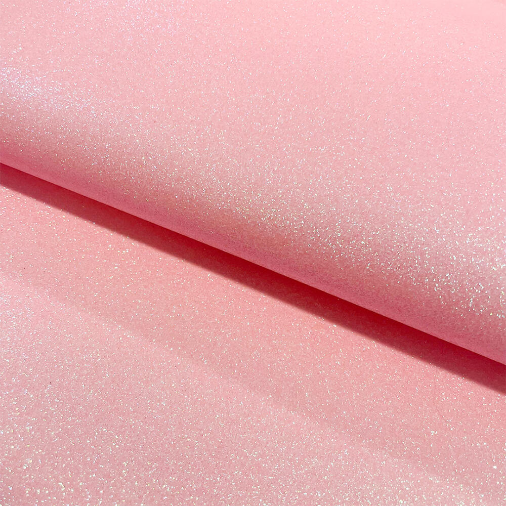 Tecido Sintético PVC Glitter 100% Poliéster 1,40m Largura - Multicolor (chiclete)