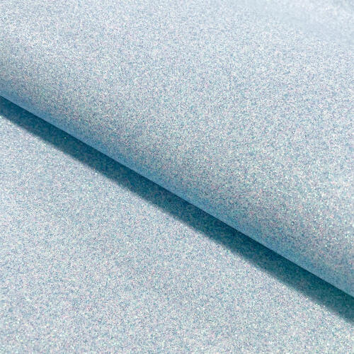 Tecido Sintético PVC Glitter 100% Poliéster 1,40m Largura - Multicolor (azul bebê)