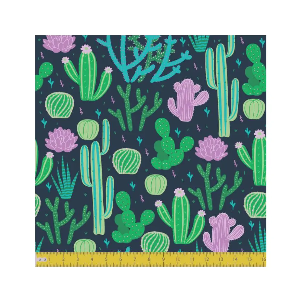 Tecido Tricoline - Cactos - 100% Algodão - 1,50m largura - Variante 1 Tecido Tricoline - Cactos - 100% Algodão - 1,50m largura - Variante 1