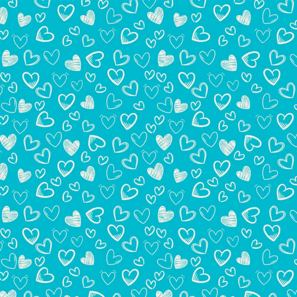 Tecido Tricoline - Coração Desenhado - 100% Algodão - 1,50m largura - Azul tifany Tecido Tricoline - Coração Desenhado - 100% Algodão - 1,50m largura - Azul tifany