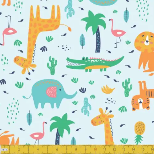 Tecido Tricoline - Cute Safari - 100% Algodão - 1,50m largura - Variante 1 Tecido Tricoline - Cute Safari - 100% Algodão - 1,50m largura - Variante 1