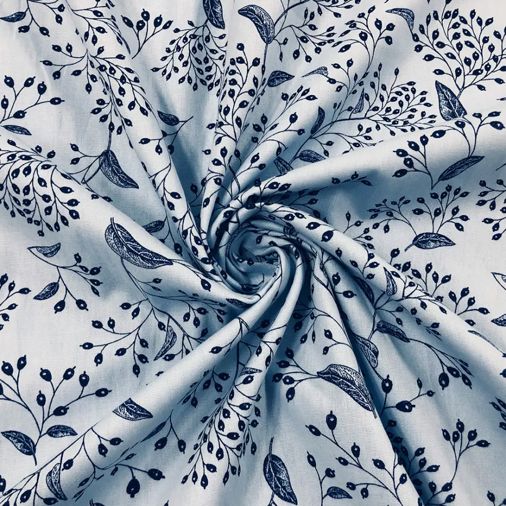 Tecido Tricoline Estampada Ramos Florais 100% Algodão 1,50m largura - Variante 1 Tecido Tricoline Estampada Ramos Florais 100% Algodão 1,50m largura - Variante 1