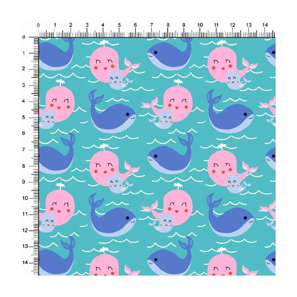 Tecido Tricoline Estampado - Baleia - 100% Algodão - 1,50m largura - Variante 4 Tecido Tricoline Estampado - Baleia - 100% Algodão - 1,50m largura - Variante 4
