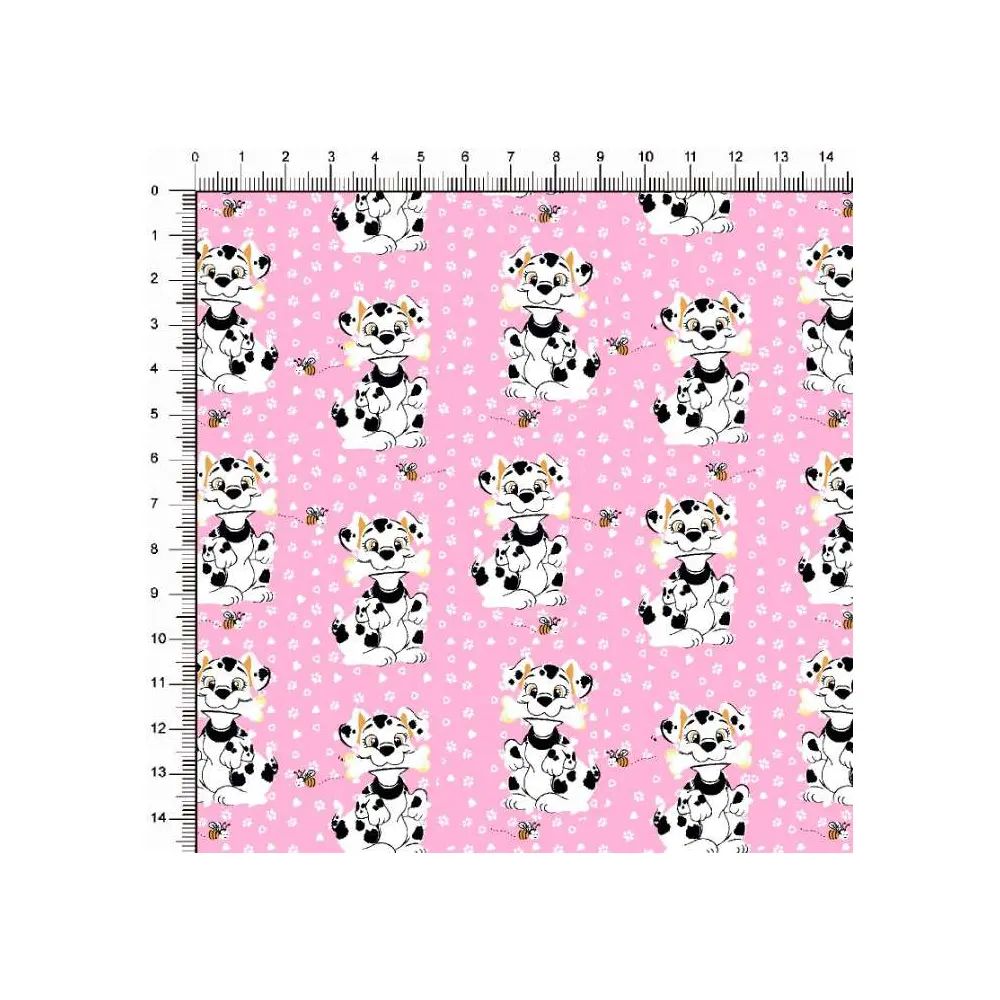 Tecido Tricoline Estampado - Cachorrinho Dalmata - 100% Algodão - 1,50m largura - Variante 2