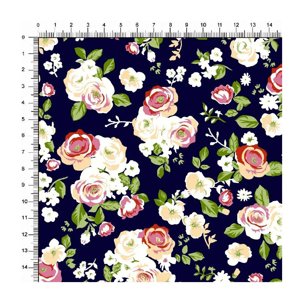 Tecido Tricoline Estampado - Floral Rosas - 100% Algodão - 1,50m largura - Variante 2