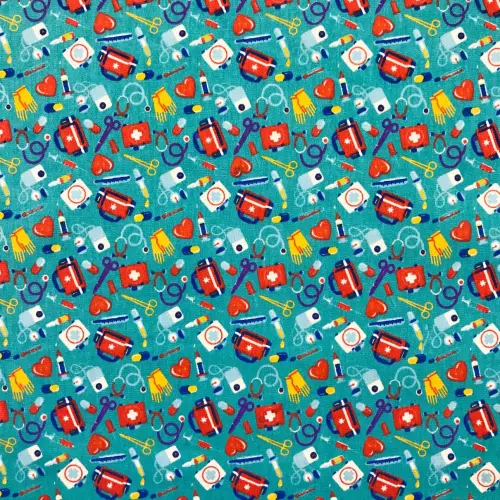 Tecido Tricoline Estampado - Profissões Hospital - 100% Algodão - 1,50m largura - Variante 2 Tecido Tricoline Estampado - Profissões Hospital - 100% Algodão - 1,50m largura - Variante 2