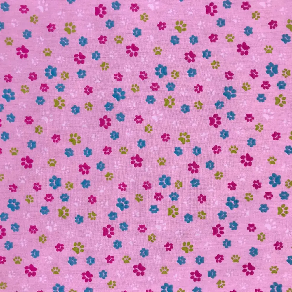 Tecido Tricoline Estampado - Patinhas Coloridas - 100% Algodão - 1,50m largura - Variante 10