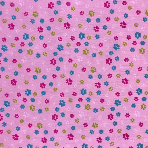 Tecido Tricoline Estampado - Patinhas Coloridas - 100% Algodão - 1,50m largura - Variante 10
