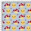Tecido Tricoline Estampado - Sol e Cogumelos - 100% Algodão - 1,50m largura - Variante 5