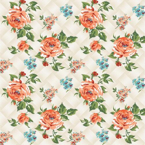 Tecido Tricoline - Floral com Ratan - 100% Algodão - 1,50m largura - Variante 1