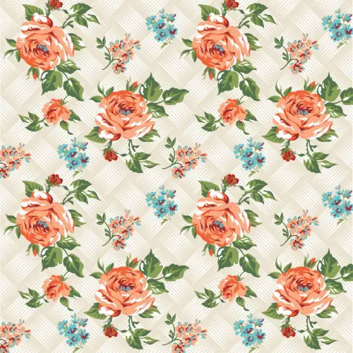 Tecido Tricoline - Floral com Ratan - 100% Algodão - 1,50m largura - Variante 1