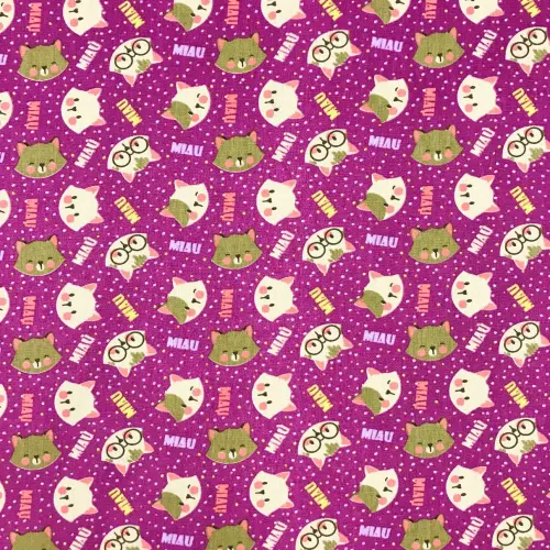 Tecido Tricoline - Gatinhos Miau - 100% Algodão - Variante 1 Tecido Tricoline - Gatinhos Miau - 100% Algodão - Variante 1